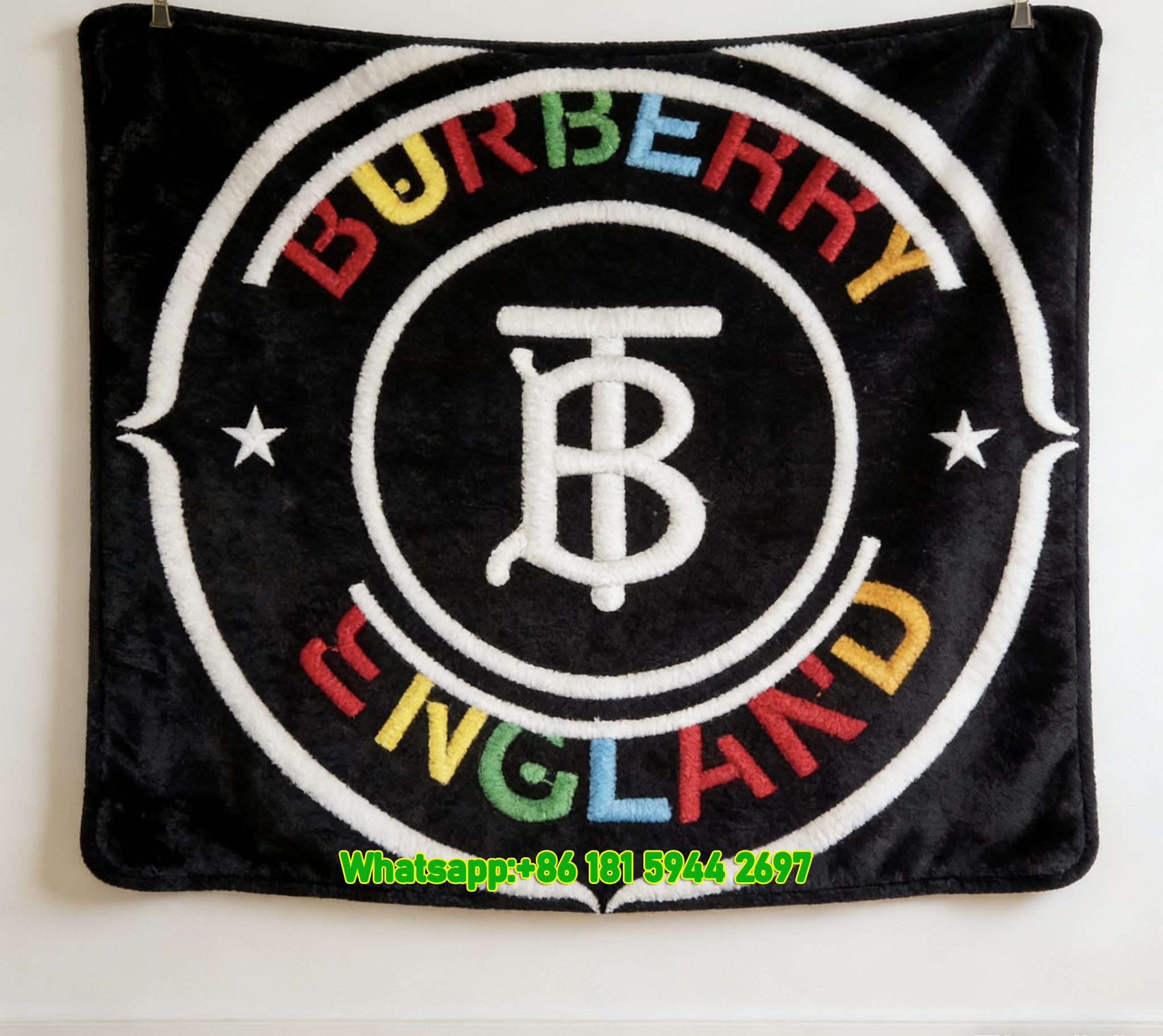 Burberry Rainbow TB Monogram Flannel Sofa Throw Blanket B023